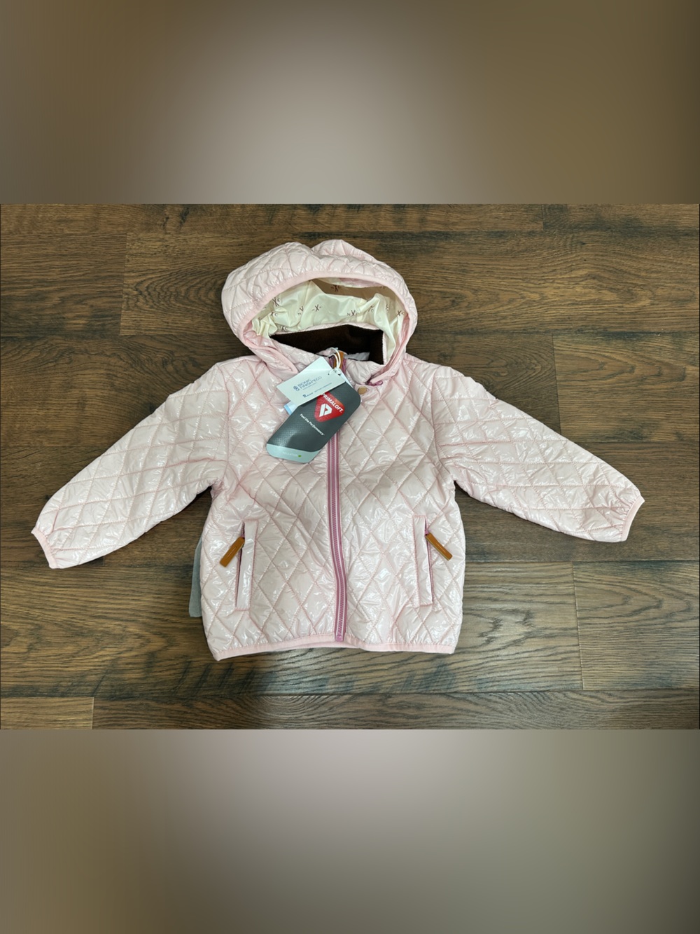Girls' Quilted Light Pink Hooded Jacket by
